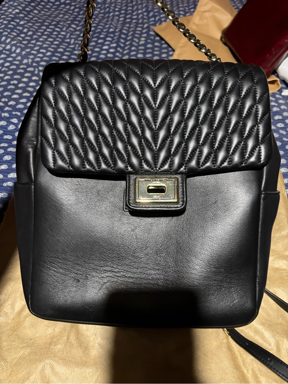 Karl Lagerfeld Quilted Flap Black Leather Shoulder Bag